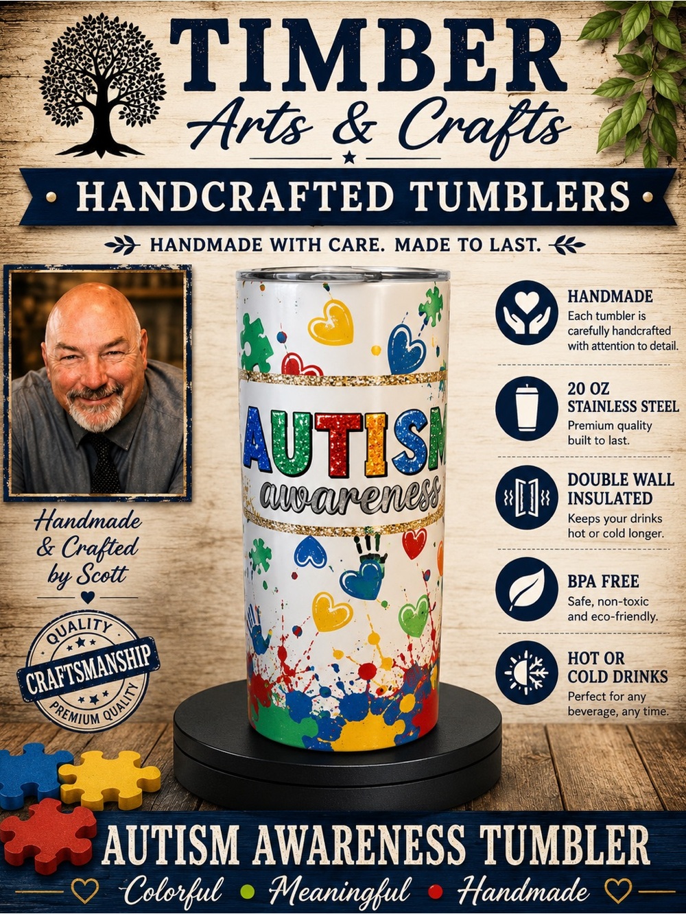 Autism Awareness 20 oz
Straight Skinny
Tumbler